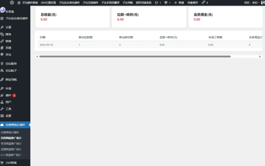 WordPress任推帮 网盘拉新数据统计插件 推广项目分发和流量变现平台