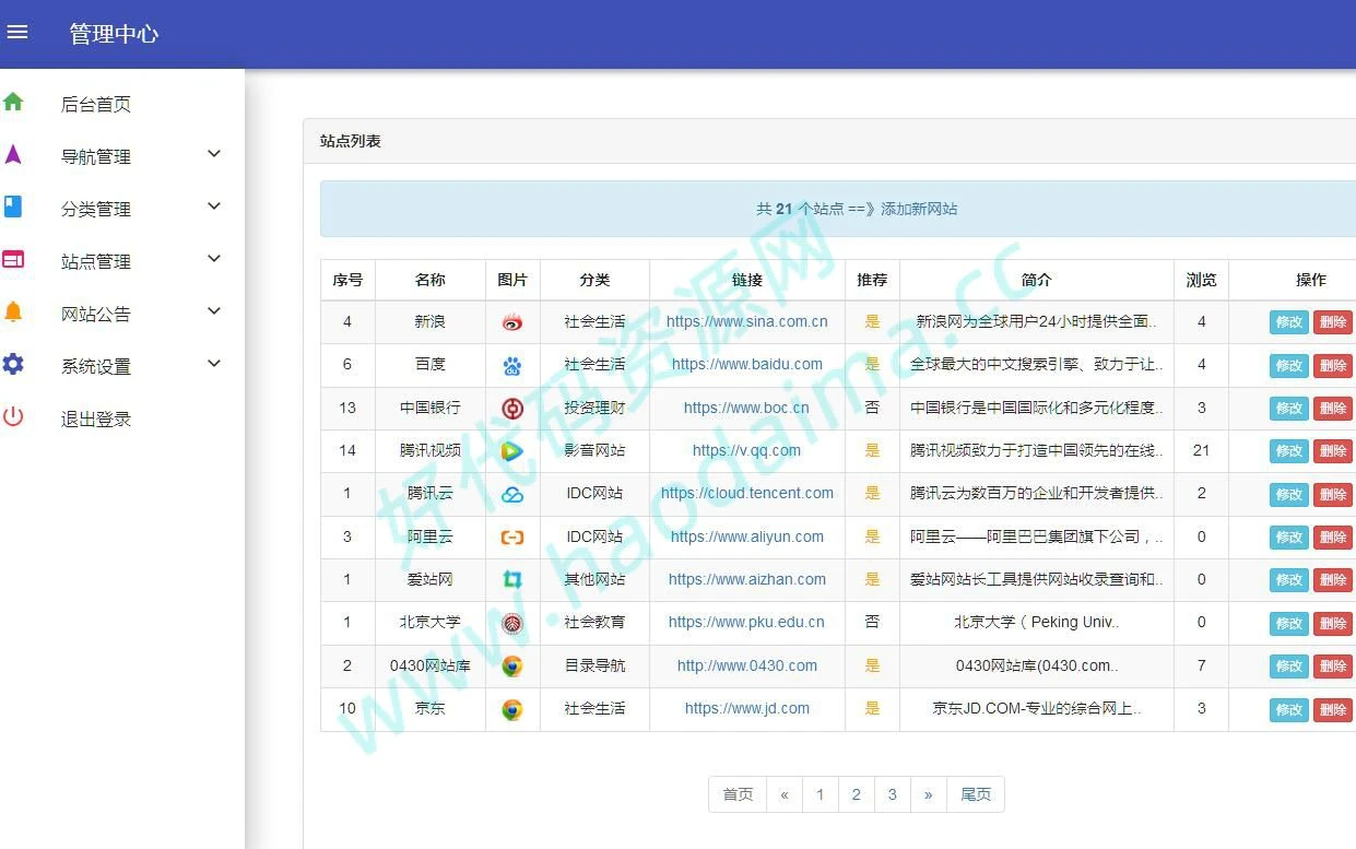 【亲测】简单的网站导航源码,功能完整,可以使用。